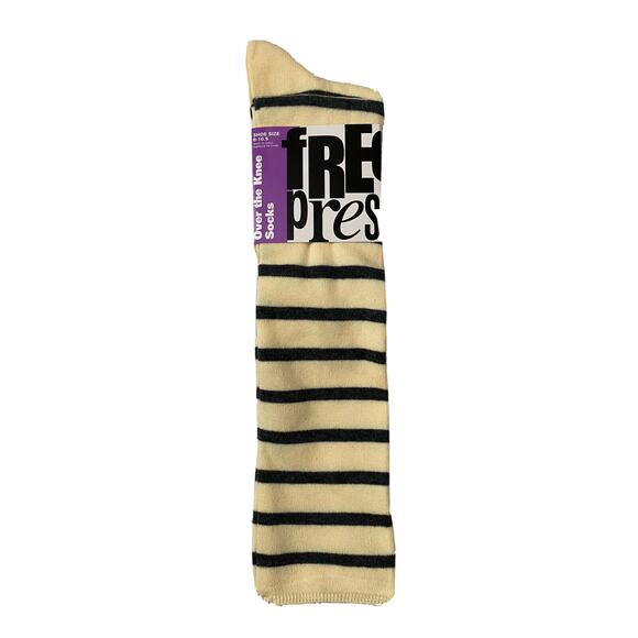 Free Press Over the Knee Socks Striped 2 Pairs Cream One Size 6742 - Picture 1 of 1